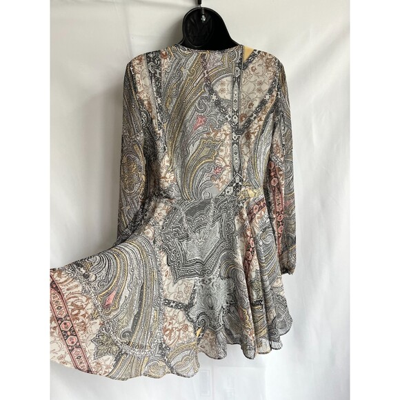 V Christina Y2K Embellished V Neck Paisley Mini Dress Sze S Chiffon Witchy Gypsy - Picture 5 of 10
